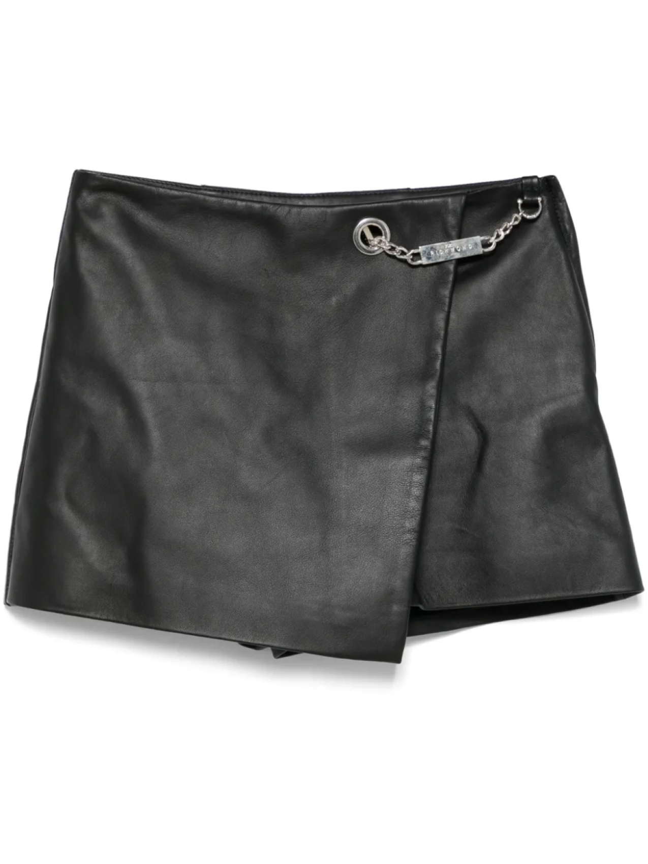 

John Richmond кожаная юбка-шорты с поясом, черный