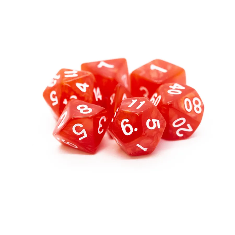 

Полиэфирный комплект Красный с белым (7), Acrylic-Resin Dice - Pearl Drop
