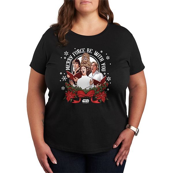 

Футболка Plus size с принтом "Merry Force Be With You" Star Wars, Black, Черный, Футболка Plus size с принтом "Merry Force Be With You" Star Wars, Black
