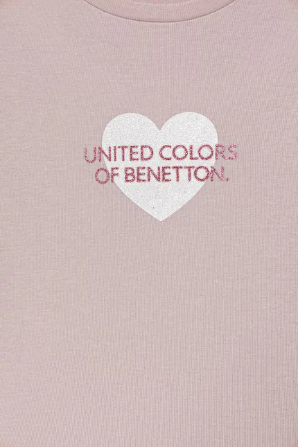 Лонгслив детский с блестящим принтом United Colors of Benetton, розовый — фото 3