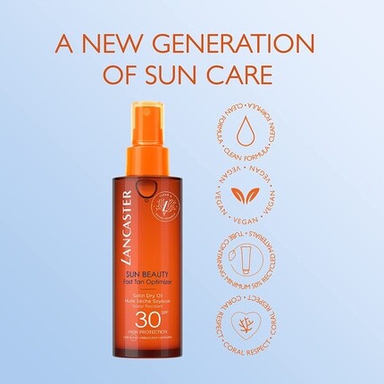 Sun Beauty Оптимизатор быстрого загара Satin Dry Oil Spf30 150 мл, Lancaster — фото 3