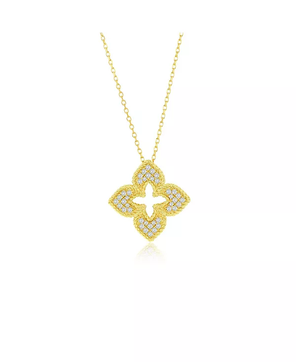 

Ожерелье Suzy Levian из стерлингового серебра с белыми кубическими цирконами и подвеской в виде цветка клевера Suzy Levian New York, yellow