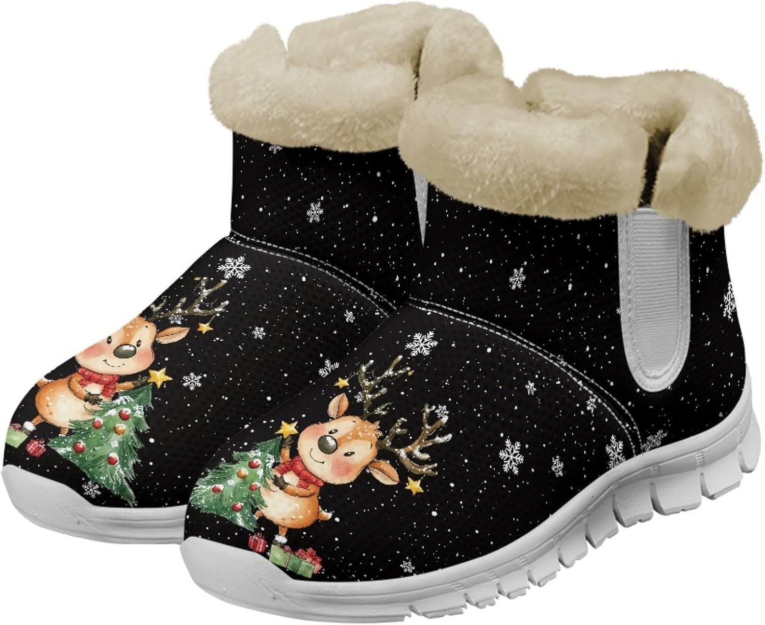 

Женские зимние ботинки Micoklinlin, милые для подростков, девочек и мальчиков, домашние ботинки на зиму, с мягким плюшем, на молнии, противоскользящие, для ходьбы, белый