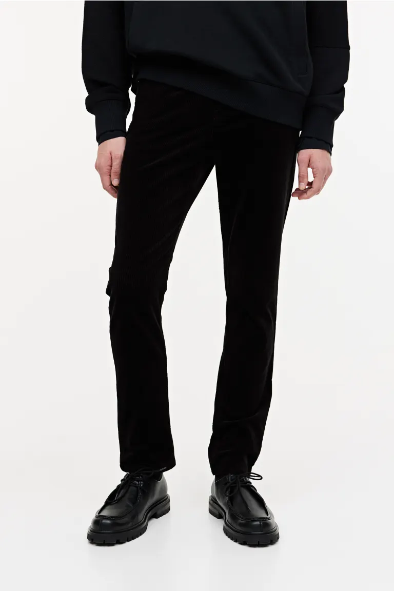 

Вельветовые брюки slim fit H&M, черный