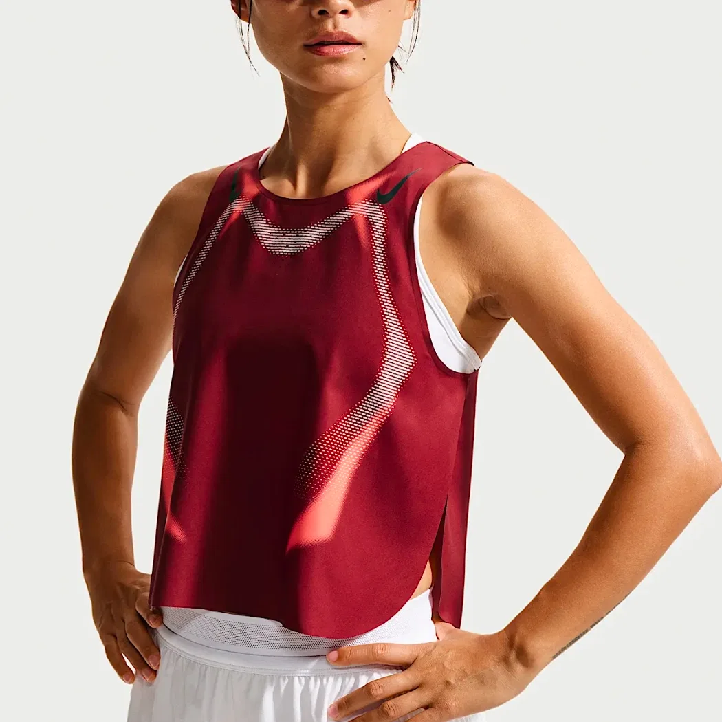 Женский топ для бега AEROSWIFT Running Tank Top Nike, Team Red/Black/Black — фото 4