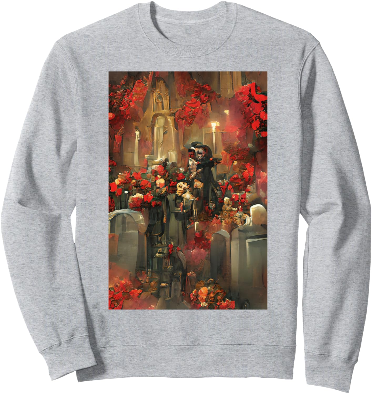 

Кровавая свадьба, толстовка с надписью «Церковь на Хэллоуин» Haunted Halloween Church, серый