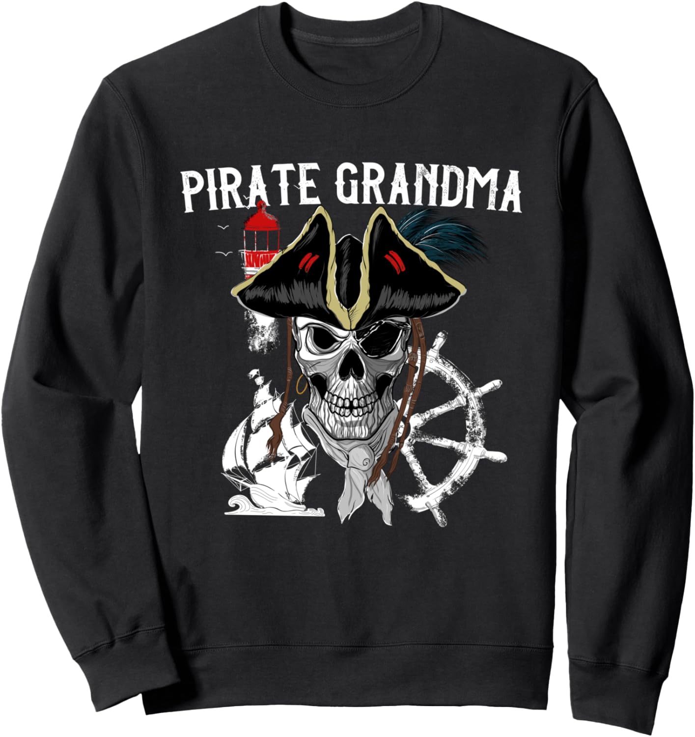 

Повязка на глаз, череп, пиратская бабушка, винтажная толстовка на Хэллоуин. Подарок Str Shirts Co., черный