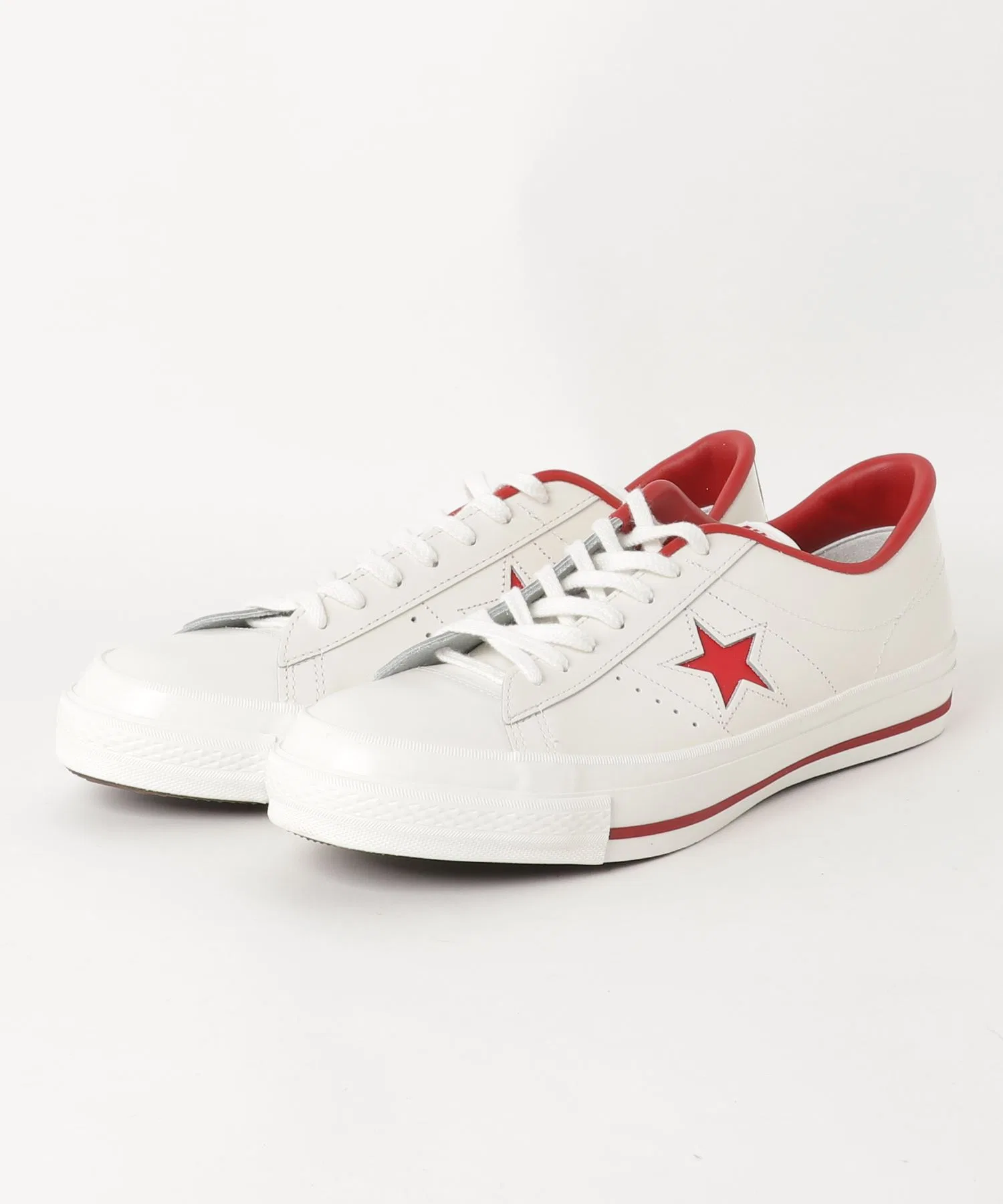 Унисекс кожаные кроссовки CONVERSE One Star Japan (белый/красный) — фото 2