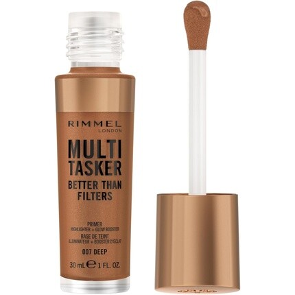 

Rimmel Multi Tasker Better Than Filters 3 в 1 Праймер для кожи, усилитель сияния и хайлайтер с витамином С, веганский и без жестокости, 007 Deep Rimmeluk