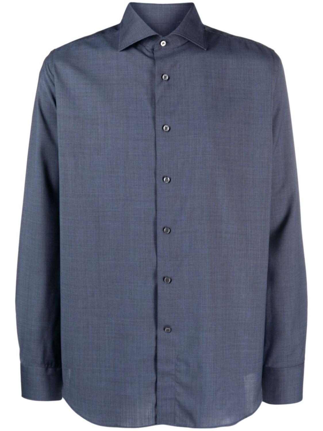 

Canali spread-collar cotton shirt, синий
