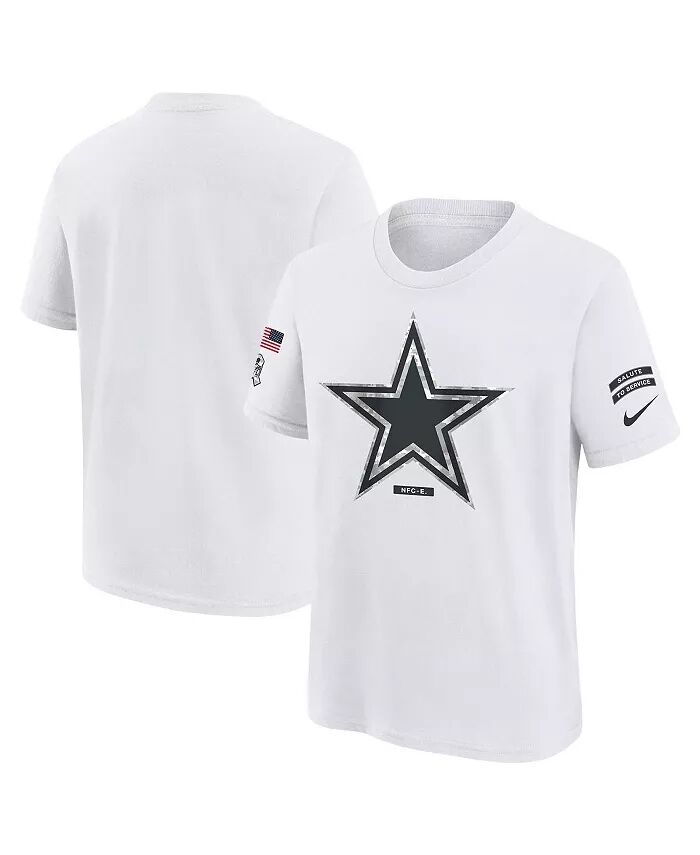 

Футболка белая Dallas Cowboys 2024 Salute To Service для больших мальчиков и девочек Nike