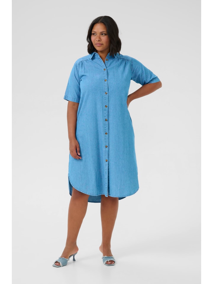 

Платье KClouisa свободного кроя из шамбре среднего синего цвета KAFFE curve