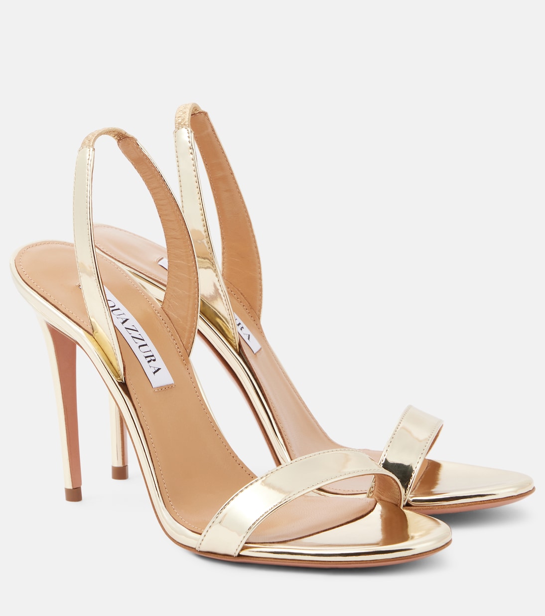 Сандалии So Nude 105 из металлизированной кожи Aquazzura, Soft Gold