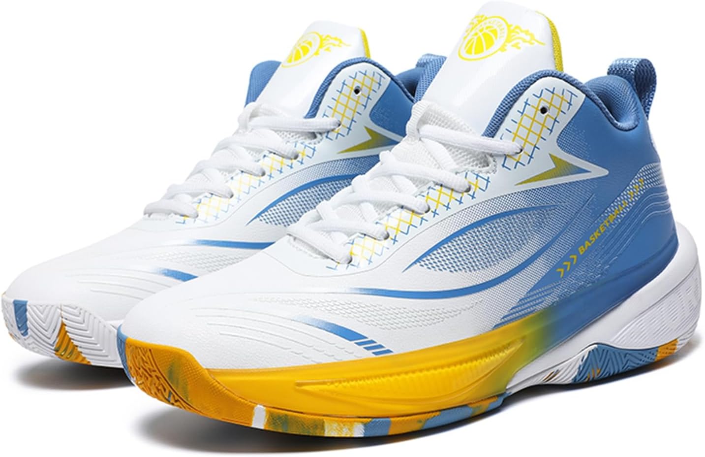 

Мужские высокие кроссовки с шнуровкой, противоскользящие, амортизирующие, из кожи, с круглым носком, повседневные спортивные туфли, подходят для тренировок, тенниса, бадминтона и бега Qaoterod, белый