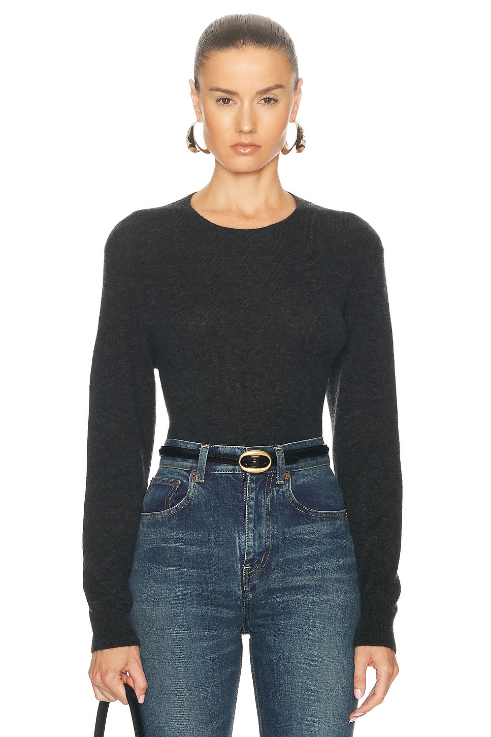 

Свитер с круглым вырезом Saint Laurent, цвет Charbon