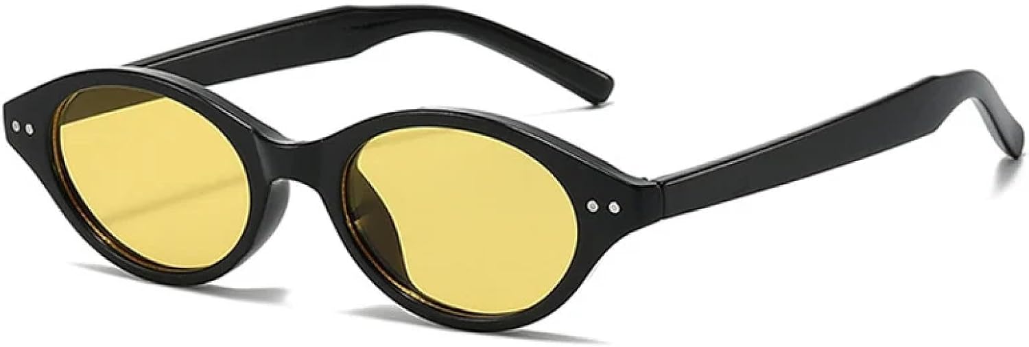 

Солнцезащитные очки с защитой от УФ-излучения UV400 | Маленькая оправа "кошачий глаз" в стиле панк с заклепками | Для женщин и мужчин, для занятий спортом на открытом воздухе и вождения DSVIGF, Black-yellow