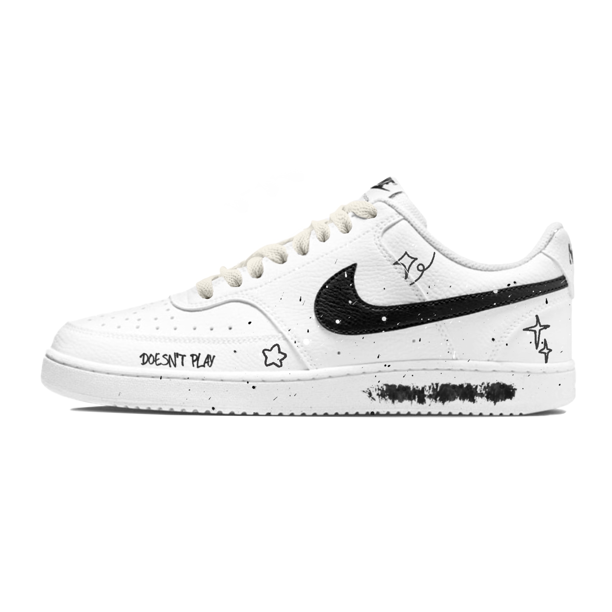 

Nike Кроссовки Court Vision 1 для скейтбординга, износостойкие, низкие, мужские, черно-белые