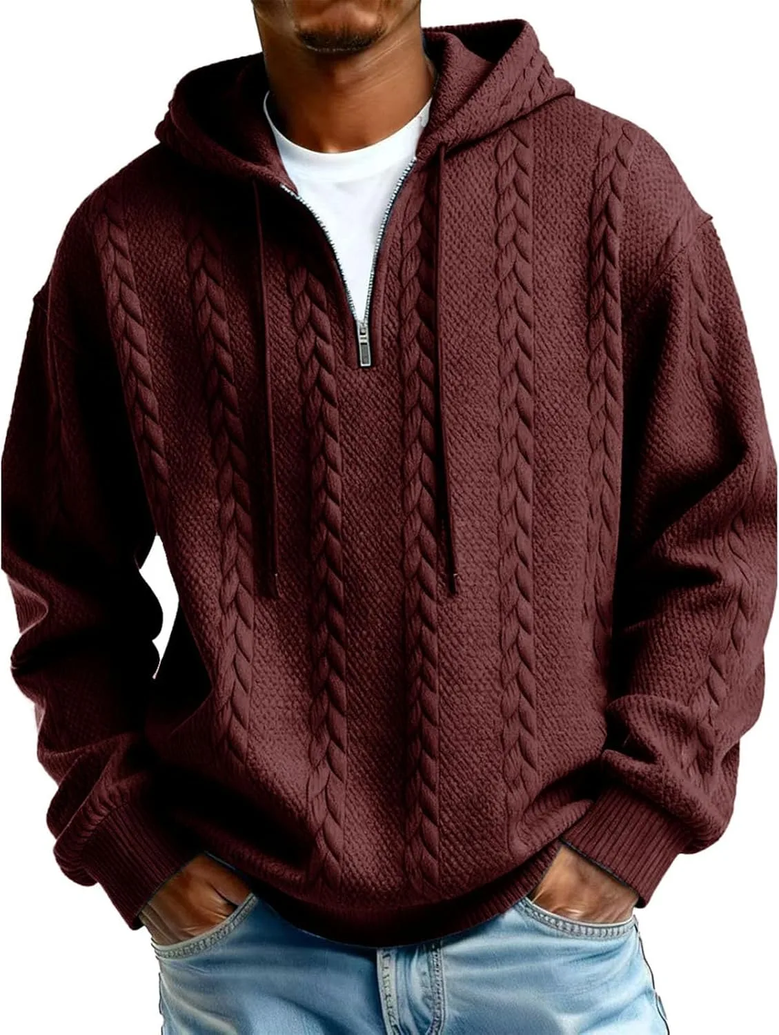 Мужской худи флис quarter zip свободного кроя — фото 2