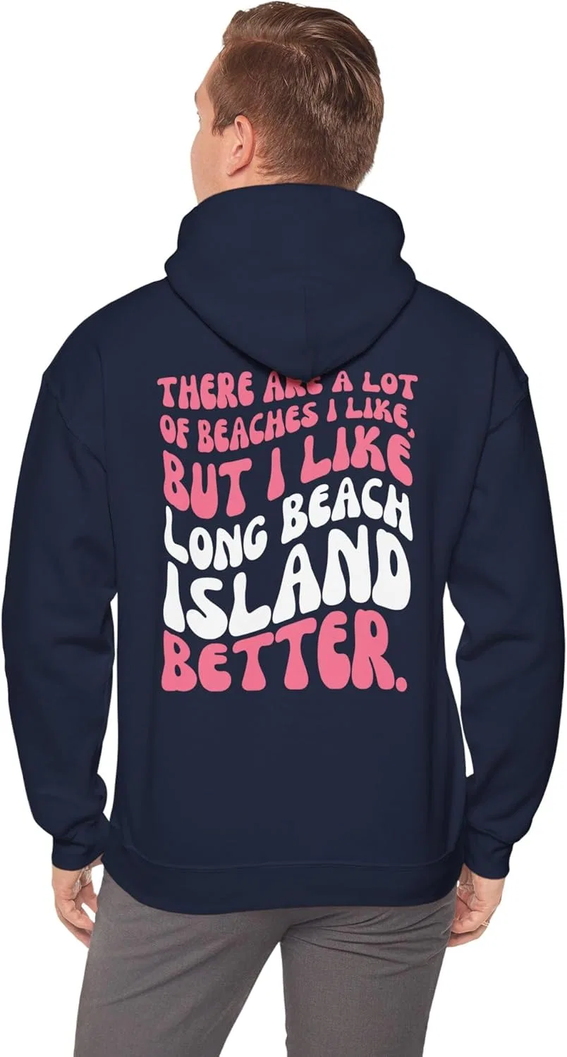 Толстовка Long Beach Island с капюшоном, сувенир для отдыха на летнем пляже, худи East Coast Shore GENERIC, темно-синий — фото 4
