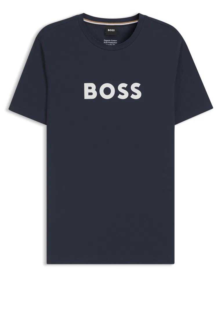 Футболка с логотипом, хлопковый джерси, BOSS Mainline, темно-синий — фото 3