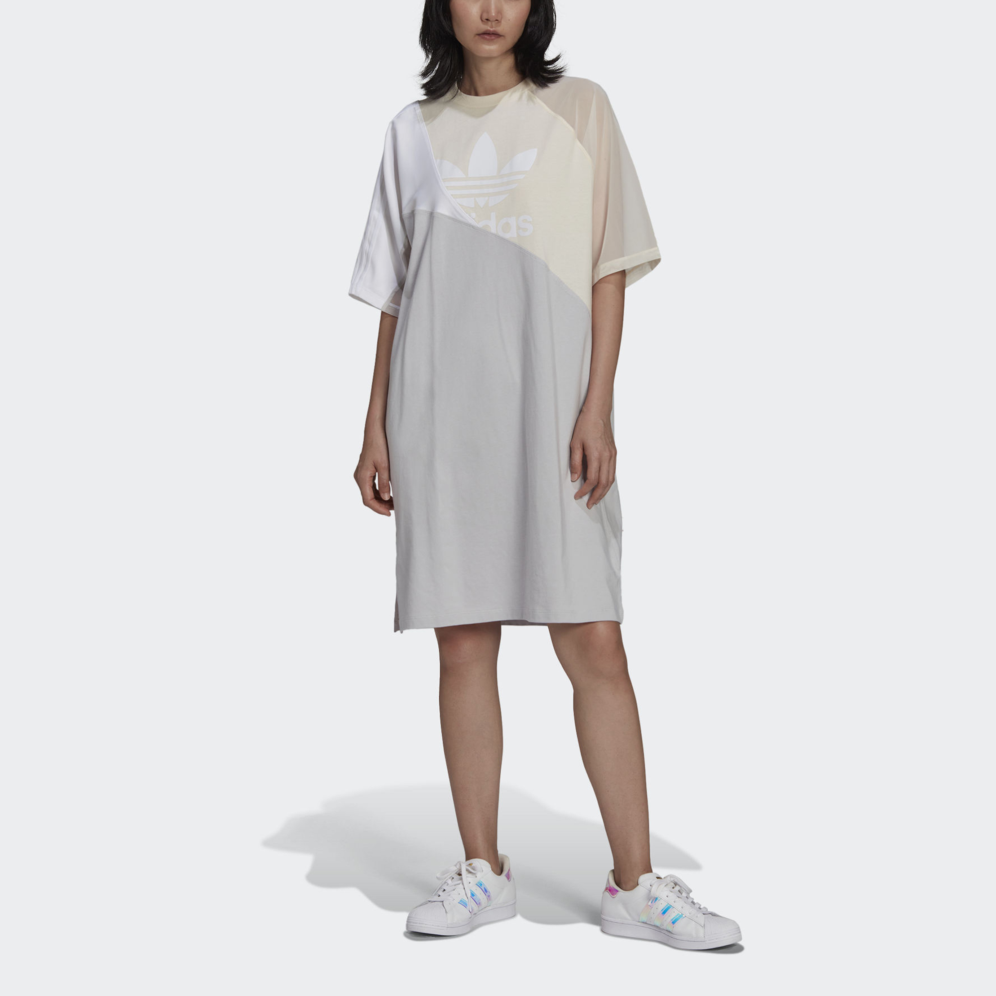 ADICOLOR Короткое платье Женское Желтое Белое Adidas Originals — фото 3
