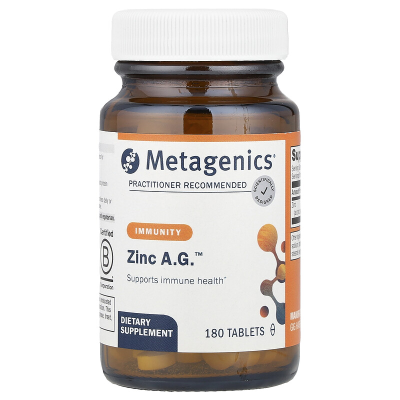 

Metagenics, Zinc A.G., цинк, 20 мг, 180 таблеток