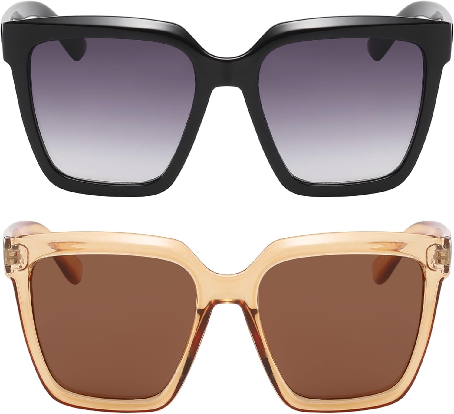 

Солнцезащитные очки OWL Square Oversized для мужчин и женщин - оправа в виде рогов, линзы UV400, толстый пластик, женские солнцезащитные очки в стиле "бойфренд" XL, Black, Beige