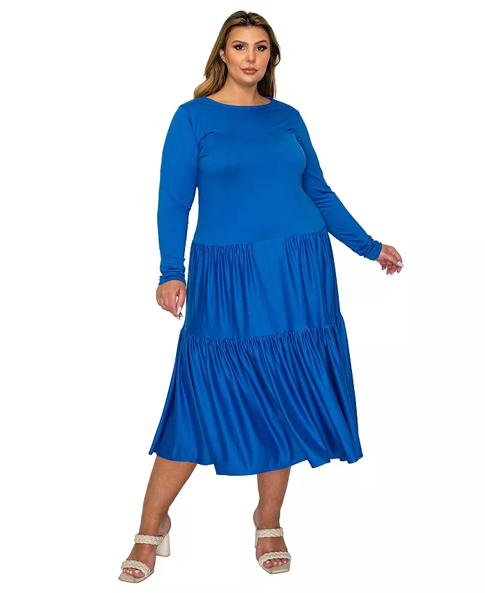 

Платье-миди Eliana Plus Size с ярусами L I V D, синий