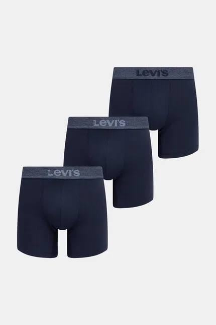 Боксеры из хлопка с эластаном 3 шт Levi's, синий