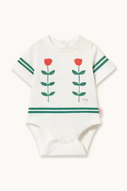 Боди с коротким рукавом принт Red Roses Tinycottons, белый