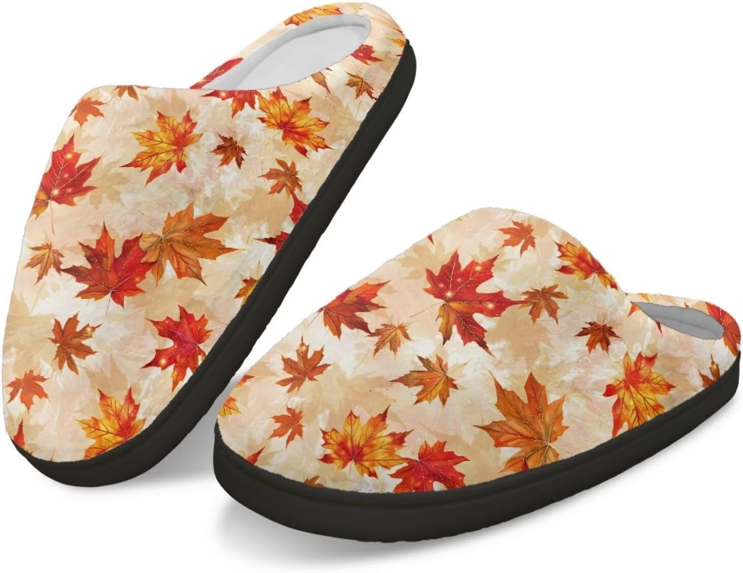 

Тапочки с памятью формы GIFTPUZZ для женщин и мужчин, осенние домашние тапочки, надеваются без застежек, можно стирать в машине, размер 4-12, Fall Leaves