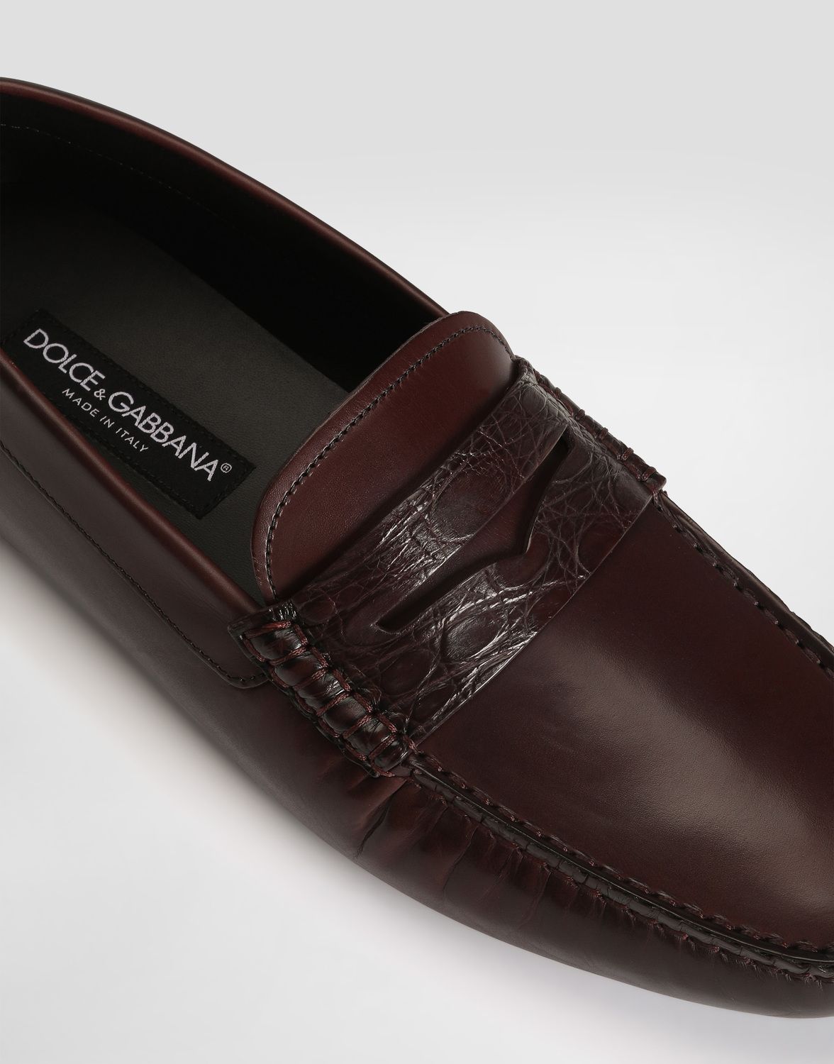 Мокасины DG Driver из телячьей кожи с вставками из крокодила DOLCE & GABBANA, бордовый — фото 4