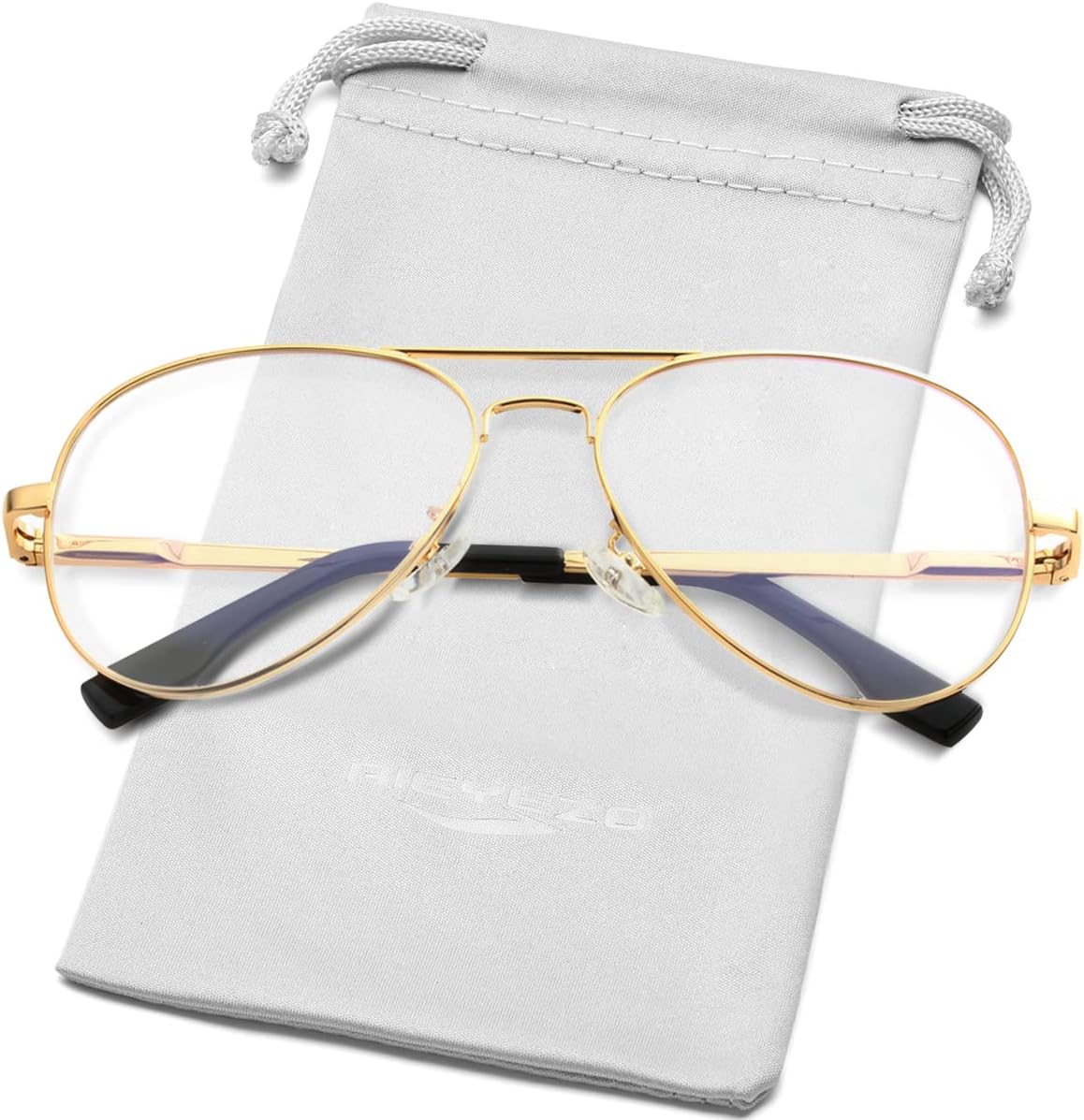 

Классические поляризованные солнцезащитные очки-авиаторы AIEYEZO для мужчин и женщин, с пружинным шарниром и металлической оправой, защита от УФ-излучения UV400, Gold/Clear