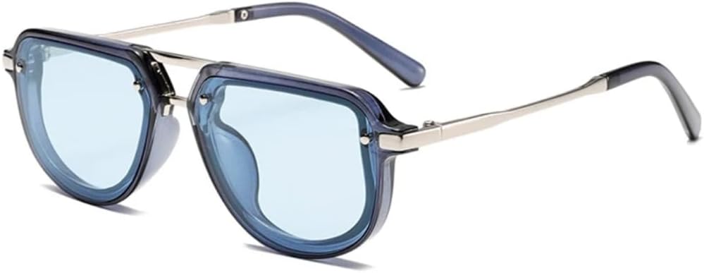 

Ретро маленькие овальные женские солнцезащитные очки класса люкс с заклепками, сине-зеленые, с защитой от УФ-излучения UV400, мужские модные панк-солнцезащитные очки SZVVBKK, Blue Blue