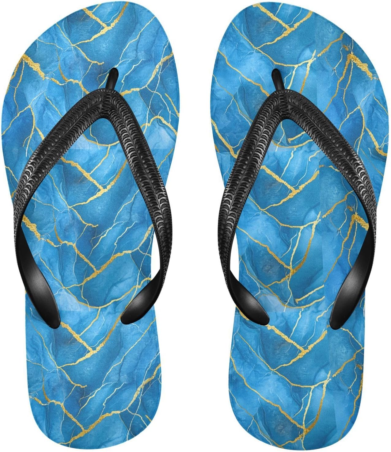 

Мужские и женские пляжные шлепанцы с золотым синим мраморным узором, резиновые, противоскользящие, летние тапочки для ходьбы Sinestour