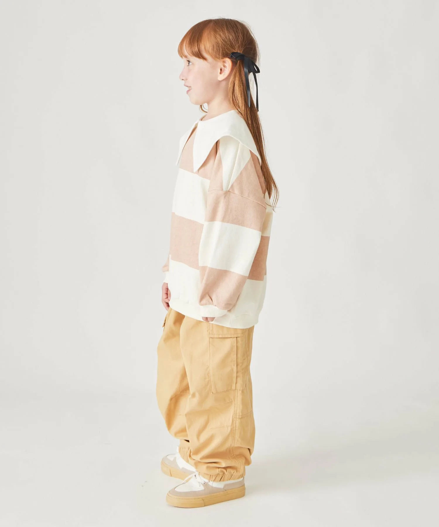 Полосатая блузка с матросским воротником Ever Closet, beige — фото 2