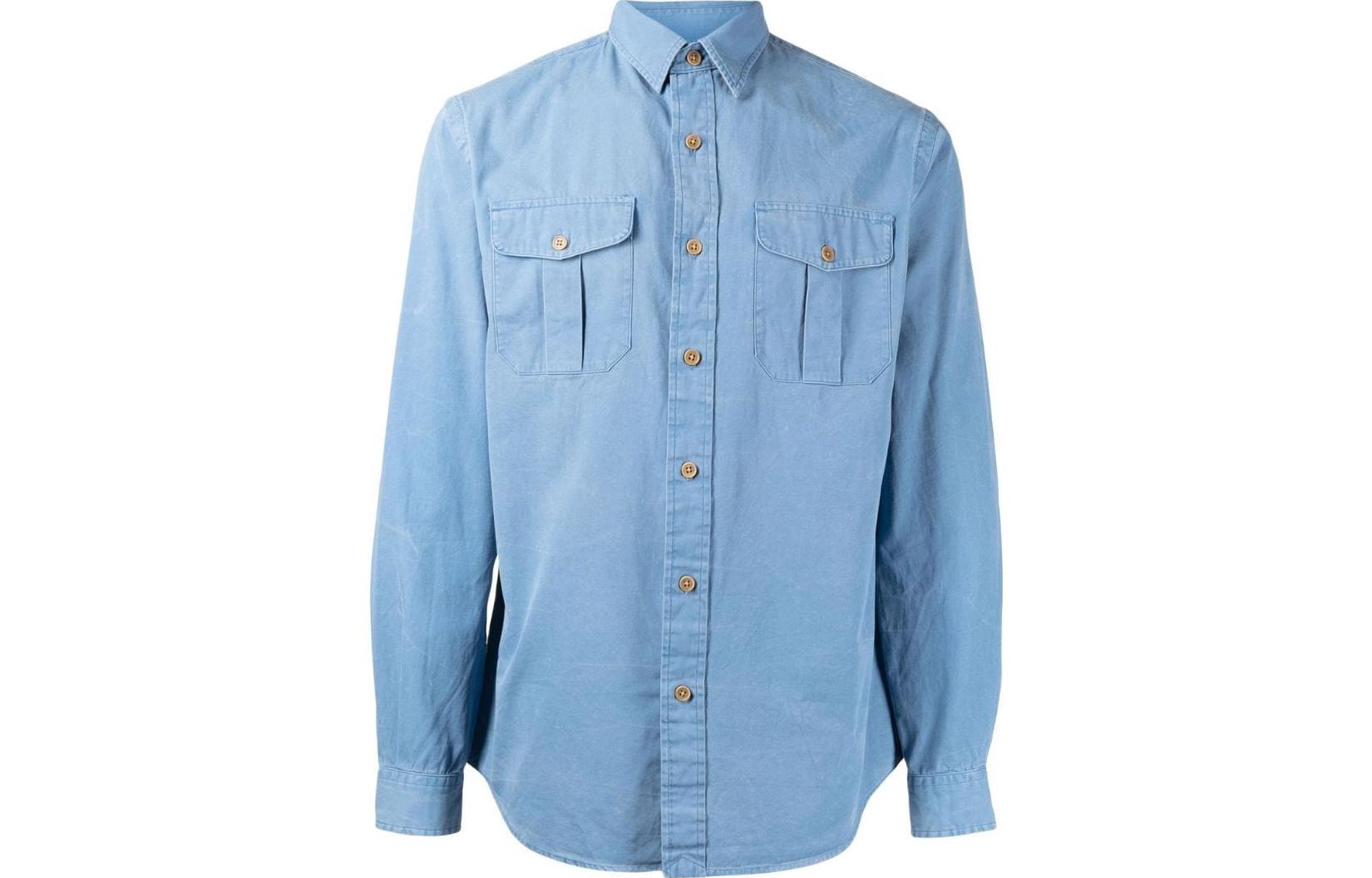 

Длинный рукав Хлопковая рубашка Polo Ralph Lauren, синий