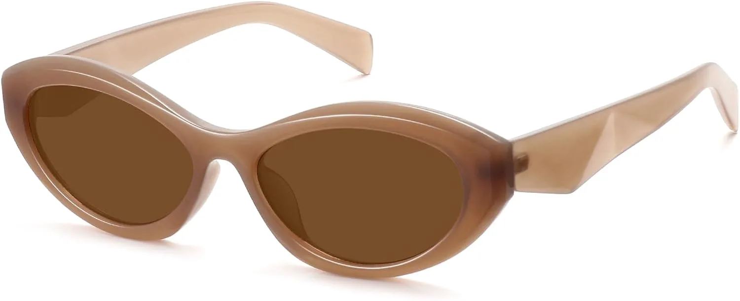 

Ретро-солнцезащитные очки узкой овальной формы для женщин, «кошачий глаз», в стиле 90-х, маленькие, стильные, модные, с защитой от УФ-излучения, FZN816 Fozono, Brown