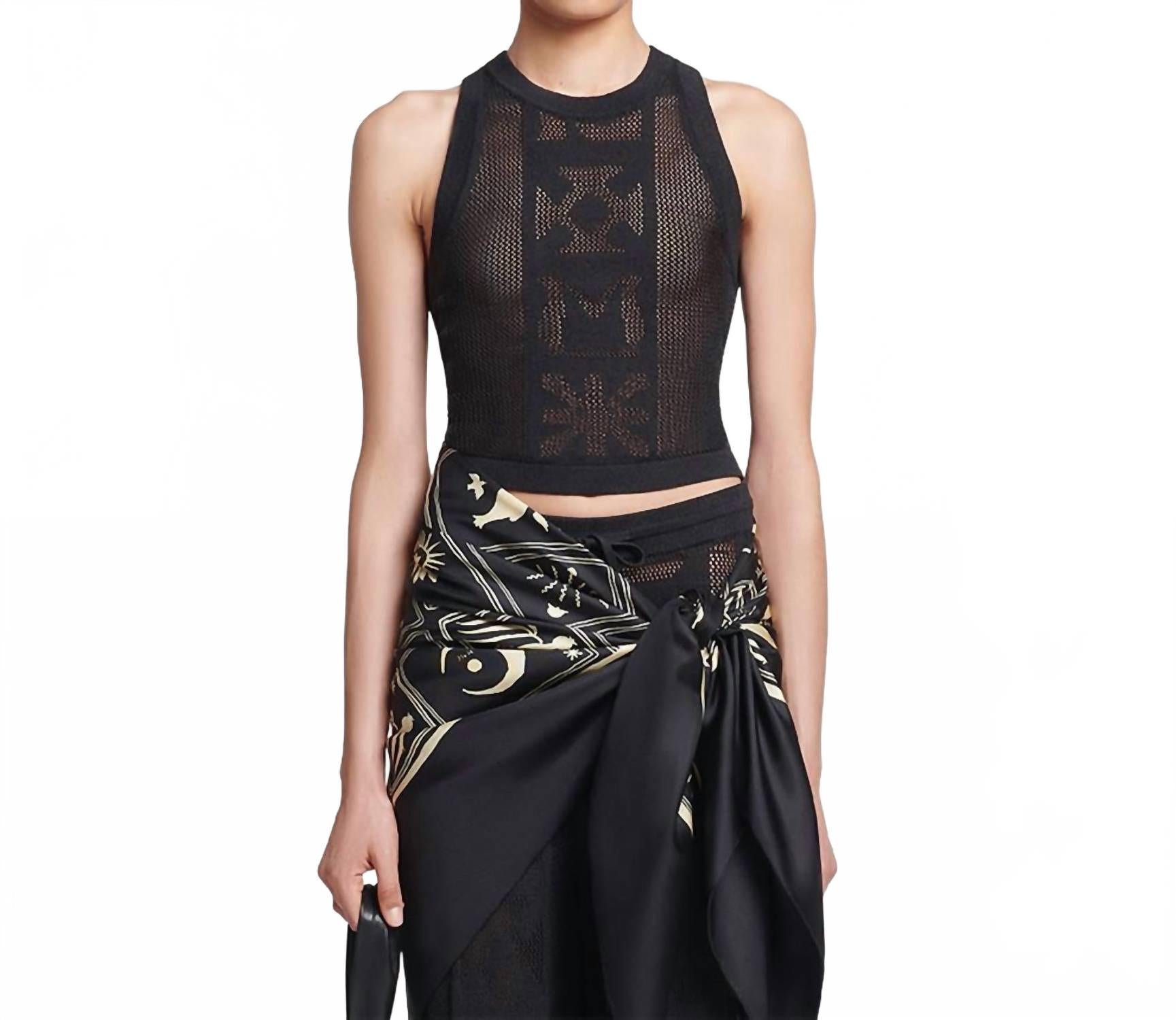 

Женский черный ажурный топ Jeren Paper Crochet Nanushka