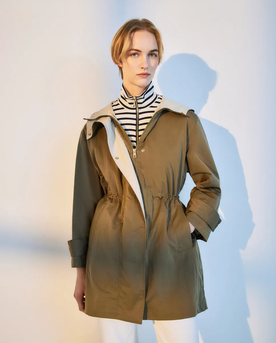 

Женский длинный жатый плащ Woman El Corte Inglés, хаки