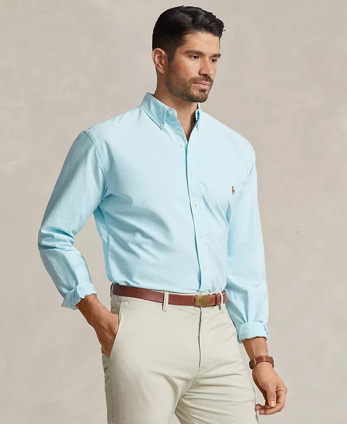 

Мужская классическая оксфордская рубашка с длинным рукавом Big & Tall Polo Ralph Lauren, синий
