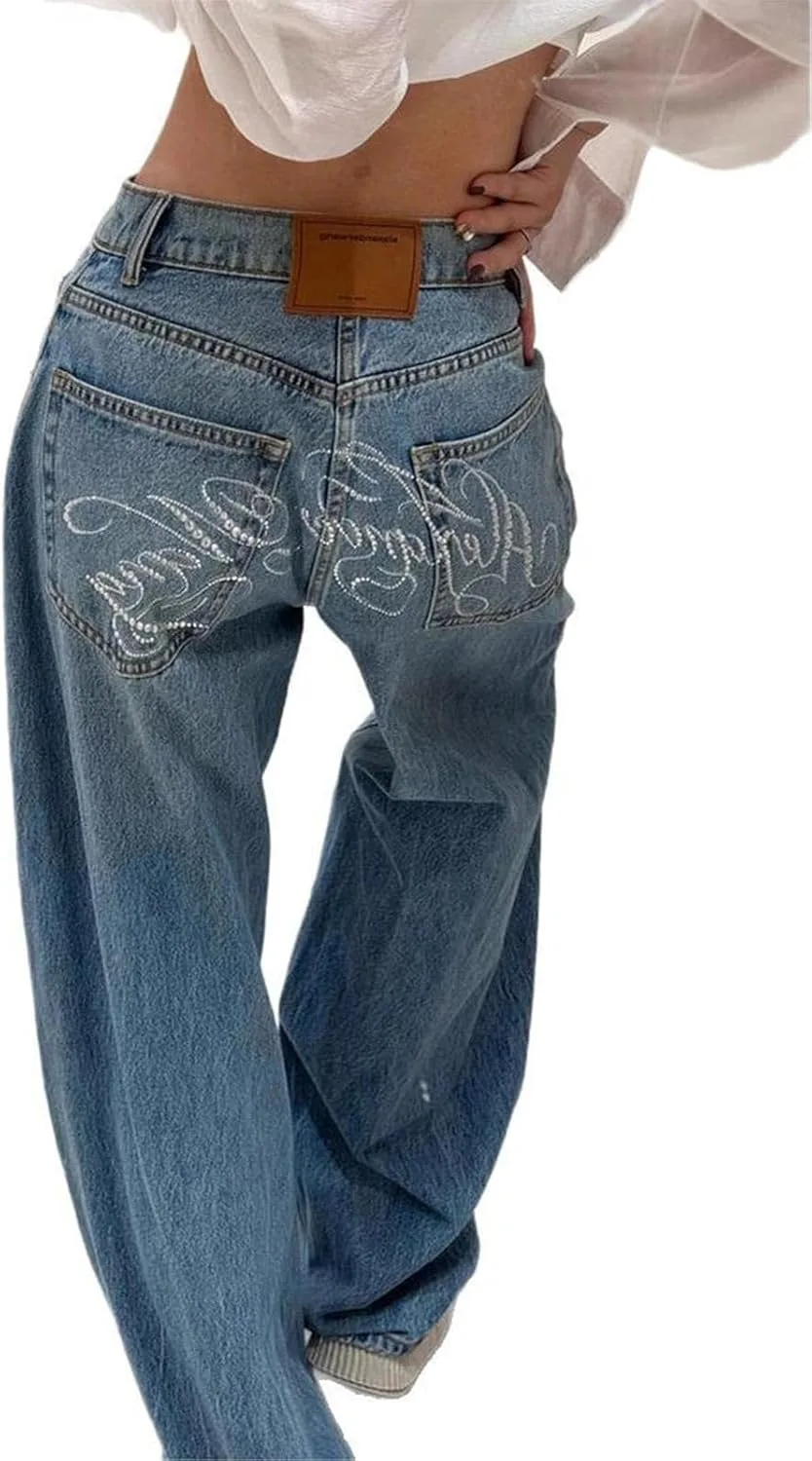 

Джинсы American Vintage женские прямые широкие с принтом и заклепками LREUIP