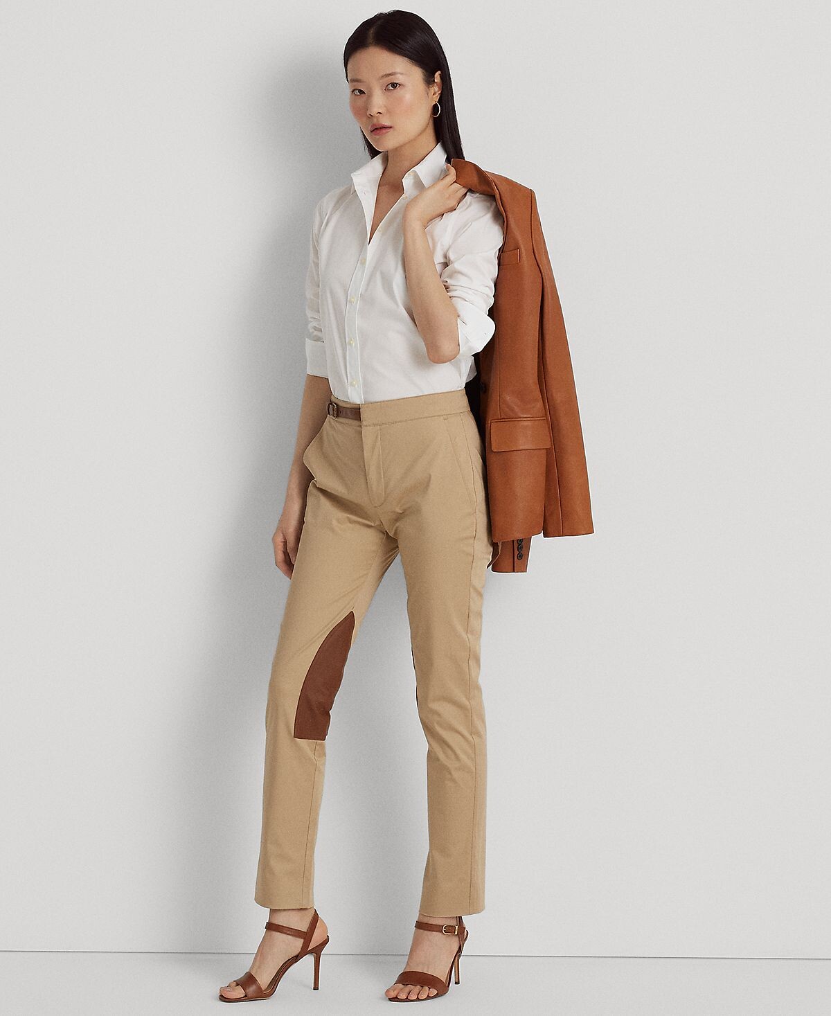 Рубашка прямого кроя без глажки, стандартная и миниатюрная Lauren Ralph Lauren, белый — фото 3