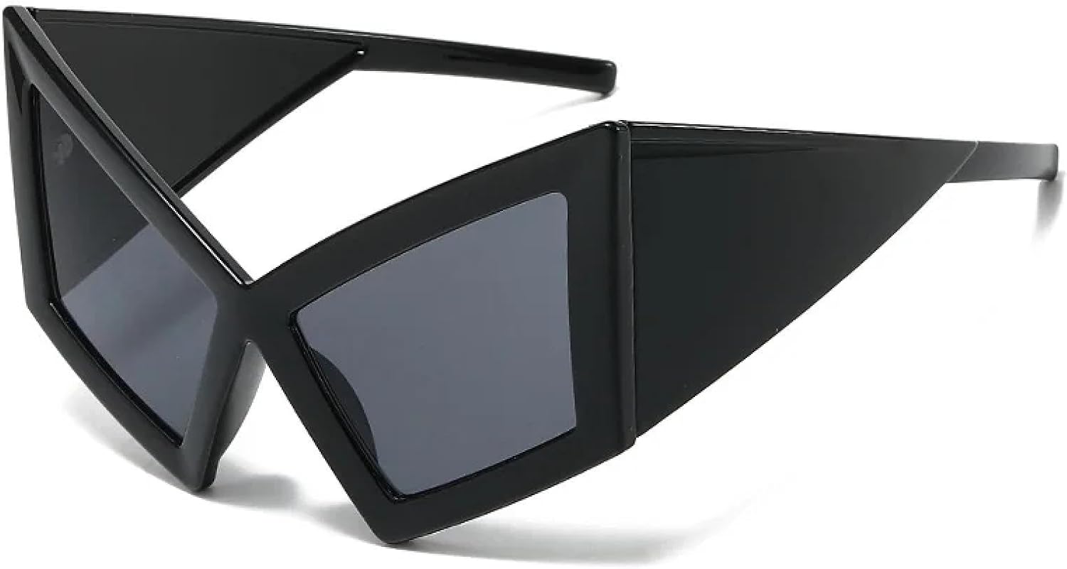 

Винтажные солнцезащитные очки «кошачий глаз» в крупной оправе для женщин в стиле панк, большие солнцезащитные очки с защитой от УФ-излучения UV400 VVTWSSW, Black-black