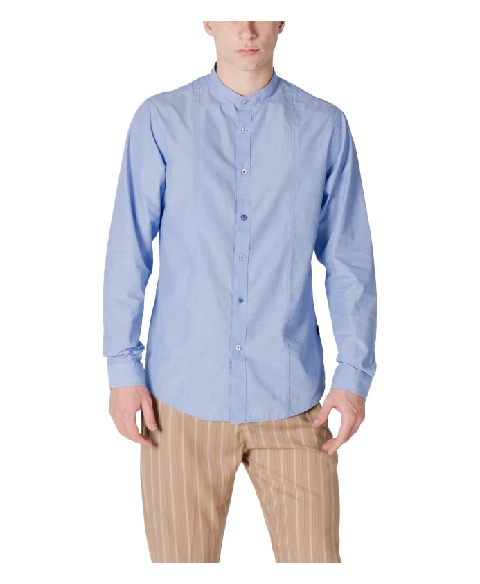 

Рубашка с длинными рукавами и воротником-стойкой. Gianni Lupo, синий