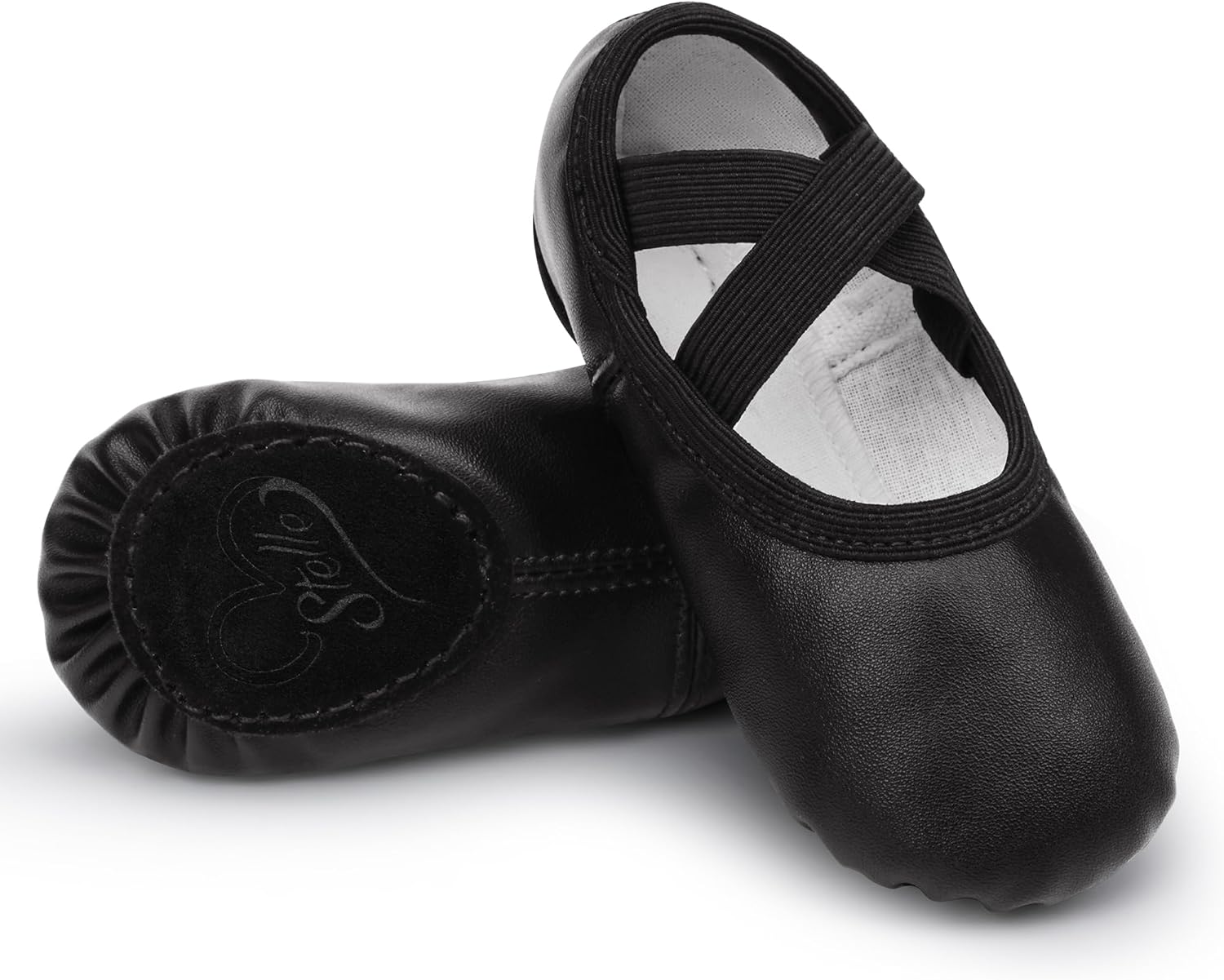 

Туфли для балета Stelle для девочек и мальчиков из искусственной кожи PU, танцевальные тапочки без шнурков для малышей/детей/подростков, черный