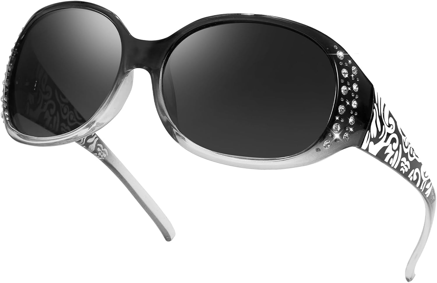 

Женские поляризованные солнцезащитные очки IGnaef с украшениями из страз, защита от УФ-излучения UV400, подходят для вождения, рыбалки и покупок, C04 Gradient Black | Smoke