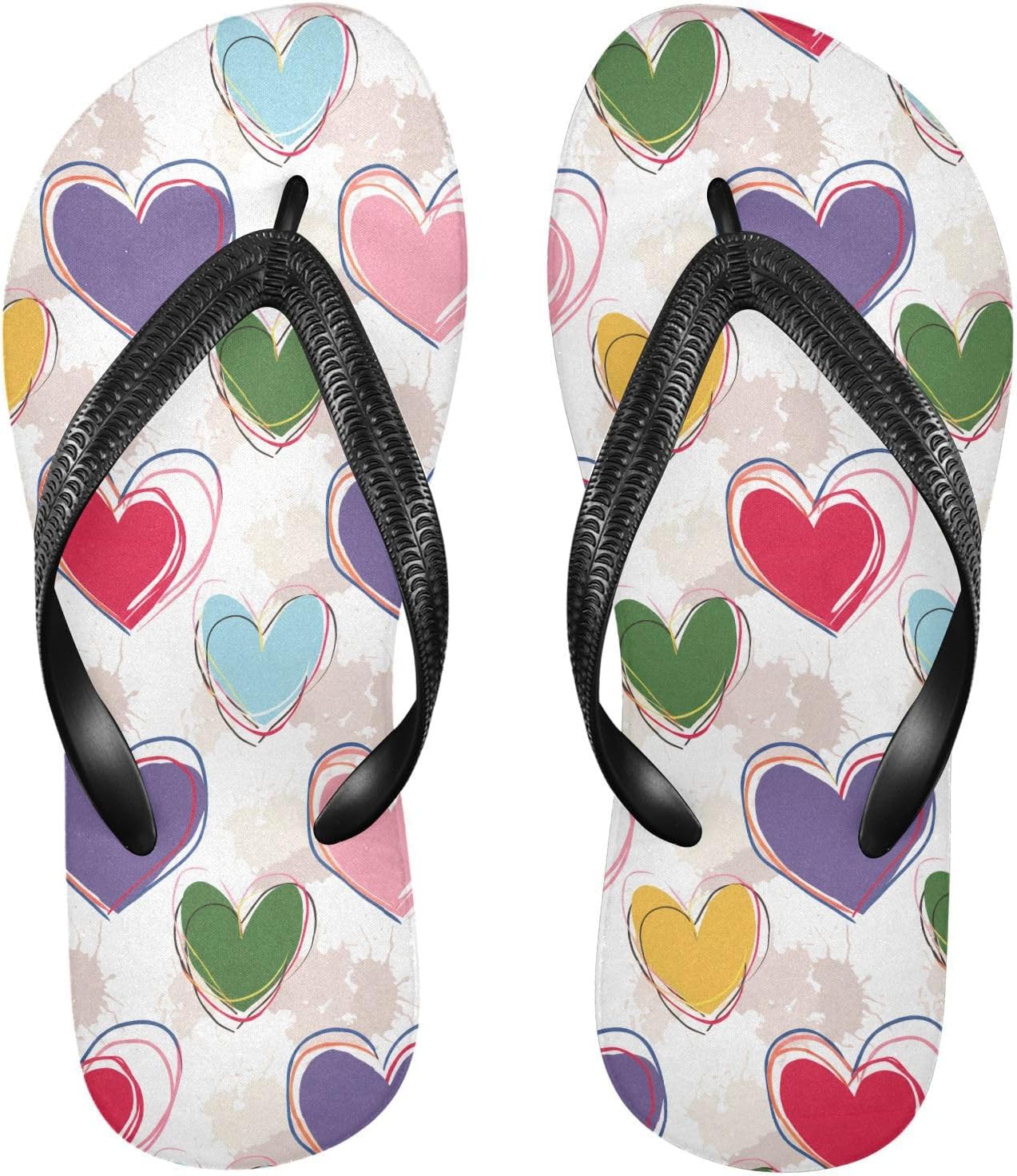 

Разноцветные сердечки, пляжные летние повседневные сандалии для женщин и мужчин, тапочки для душа 20861866 Kfbe