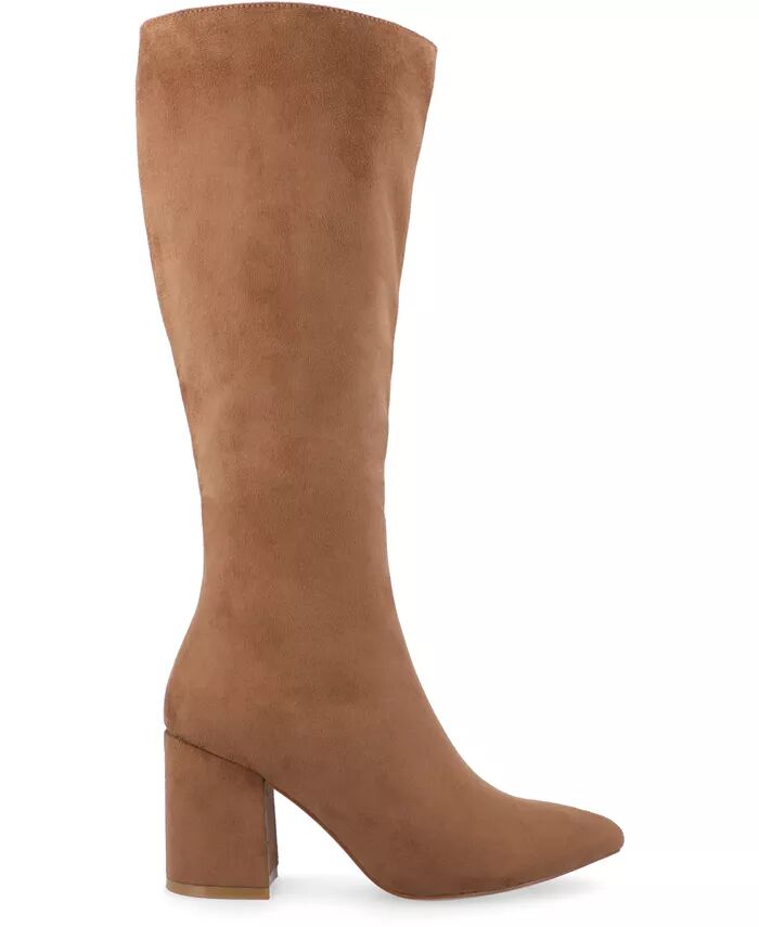 Женские сапоги Ameylia Block Heel до колена Journee Collection, коричневый — фото 2
