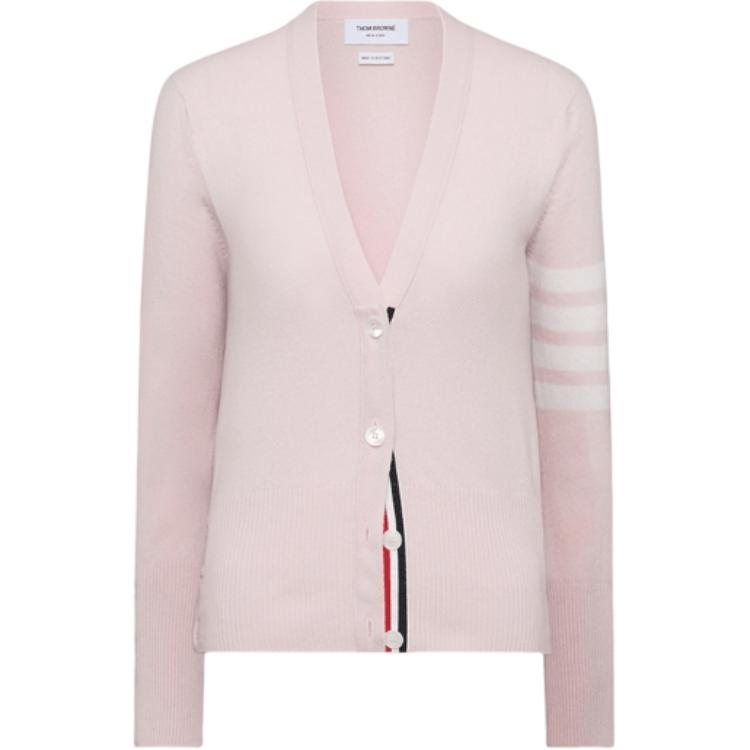 

Кардиган из кашемира four-bar THOM BROWNE, светло-розовый